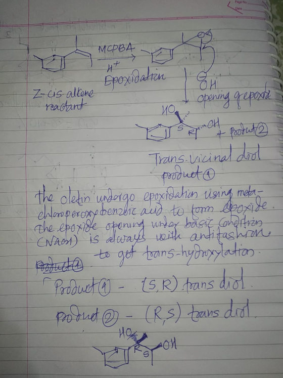 Page No Dete MCРВА Epoxidahian Ztis allene rudant Opereng gipac Ио, H Trans icinal dut frdueto the oletin udergo eppealin usi