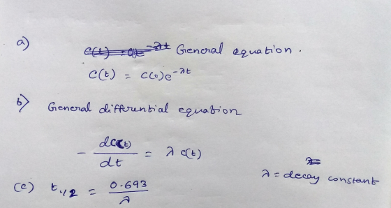 tGenoral eguabon c )e- 2t Ct General dhiffrunbial eguabion dt decay cons tent O693 Ce) t2