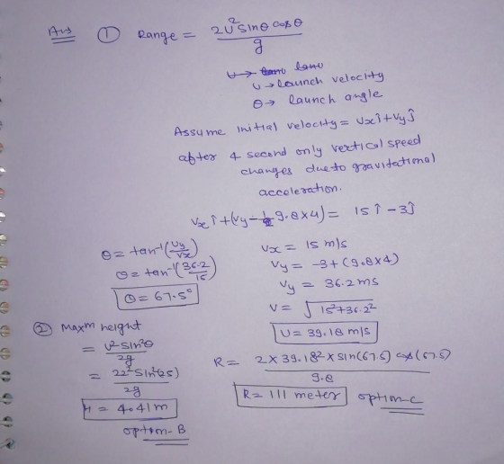 (j->。aunch velocity e→ launch angle abter 4- secsnd only vextic) speed chanes due to aa videdtma) acceleaahon. 362 36.2ms maxrn helgast 39.1e m|s snes) 2 a a 4.41 m
