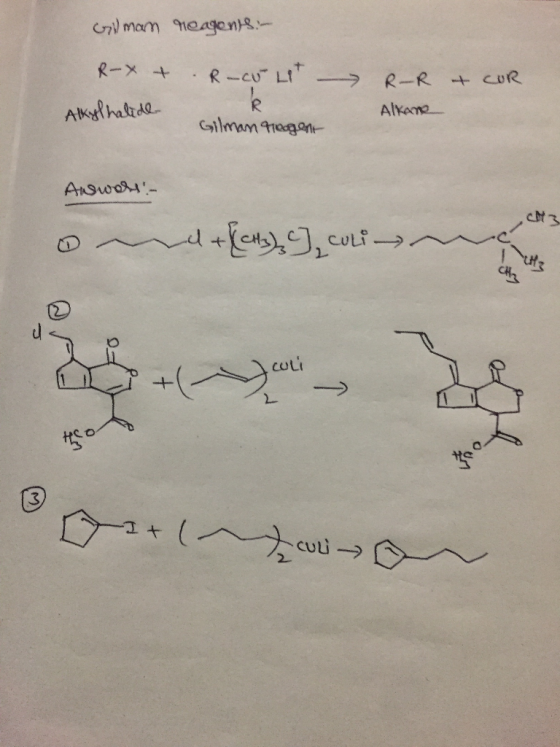 Gilman reagents - R-x + R-cu Lit - R-R Alkene & CUR R Alkylhalide Gilman reagent Answart- دم o d +(cuyo, culin culi