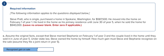 Required information [The following information applies to the questions displayed below.) Steve Pratt, who is single, purcha