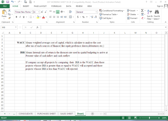 ? X XU FILE - a Sign in Q GST WORKING SHEET 19-20 [Compatibility Mode] - Excel (Product Activation Failed) HOME INSERT PAGE L