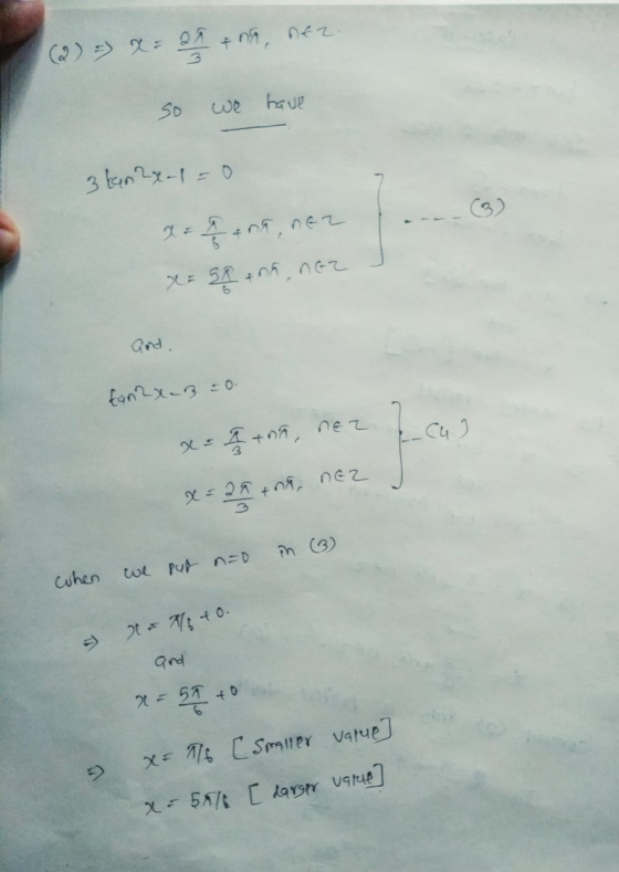 (2) = x= 22 +0h, nez. so we have 3 kan2x-1=0 1 x = + na, nez x = 8 + na, nor and. Ean2x3 =0 x = a +na, nez cal x= 2h+nh, nez
