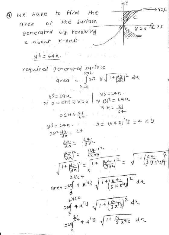 •Y=8- we have to find the area of the surface generated by revolving c about n-anis. 2x y20 y3 = 640 required generated surfa