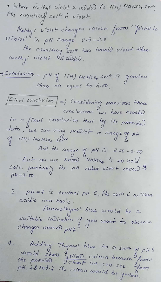 • When methyl violet is added to ICM) Nansoa som the nesulting soil is violet. Methyl violet changes colour from Yellow to v