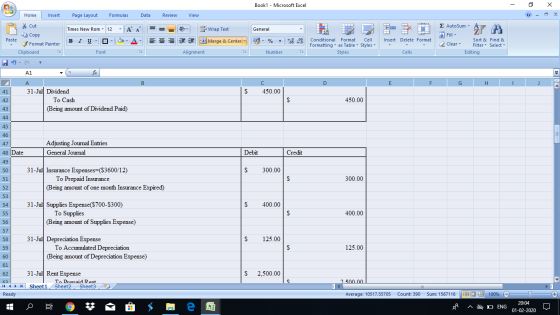 Book1 - Microsoft Excel - X Home Insert Page Layout Formulas Data Review View Cut Copy - General Wrap Text Merge & Center 1 1