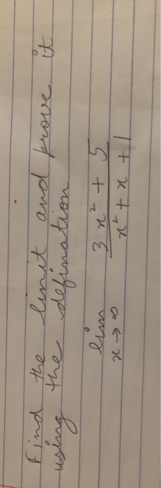 Find the linit and prove it using the defination lim 3 x² + 5 at tat