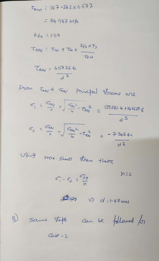 tem = 147-24 2x0.577 = 84.987 MPa Kis = 1:57 Tea: Tm + Zaxt - Чs XZy Tem Tea = 45836.0 From Tear 4 Gear sem + Arincipal stres