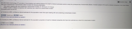 Question Ho O A random sample of 50 altor companies in the United States An information technology (IT) provider of cloud bac