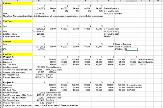 RC D Part two 0 1 2 3 4 5 (210,000) 64,000 64,000 64,000 64,000 64,000 Given in Question 12% 12% 12% 12% 12% Given in Questio