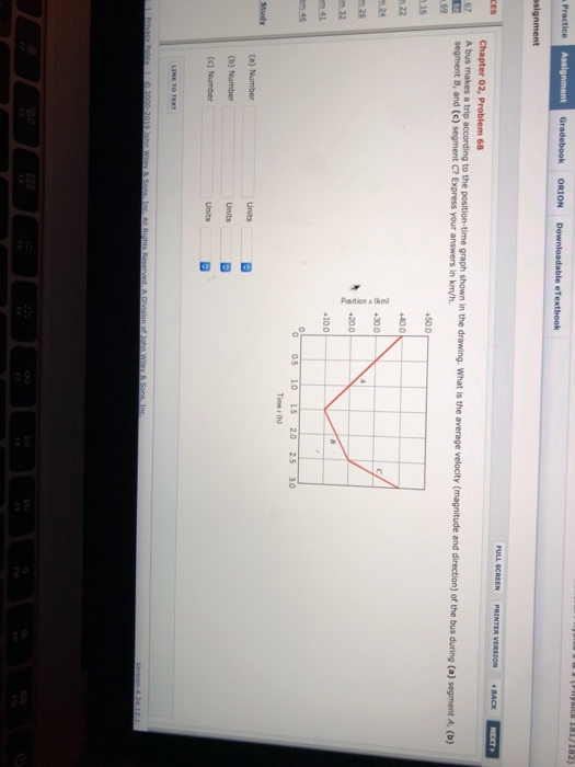 segment 8, and (c) segment C? Express your answers in km/h. 0.5 1.0 1.5 2.0 2.5 3.0 Time /h)
