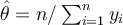 \hat{\theta}=n/\sum_{i=1}^ny_i