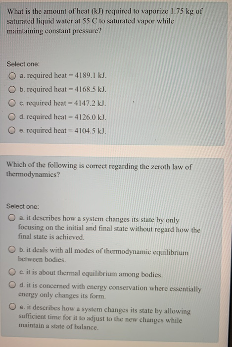 What is the amount of heat (kJ) required to vaporize 1.75 kg of saturated liquid water at 55 C to saturated vapor while maint