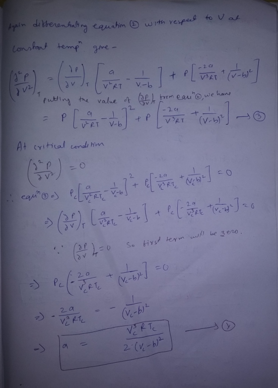 an - Again differentating equation ③ with respect to constant temp give - - G + el va com] 12 utting the value of self from