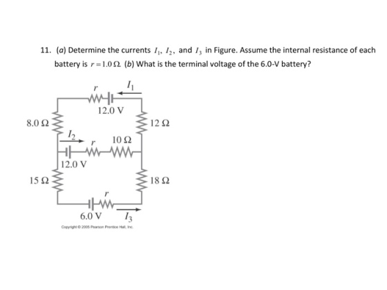 Determine the currents I_1,I_2, and I_3 in Figure.
