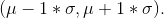 ( \mu - 1*\sigma , \mu +1*\sigma ).