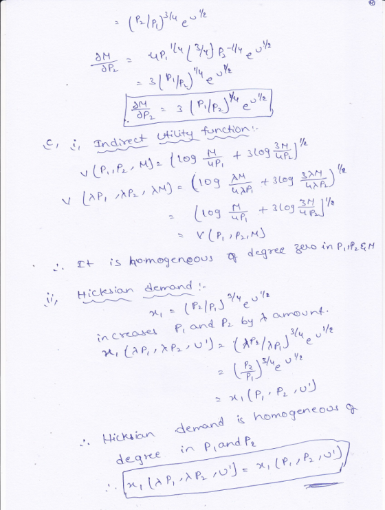 Pe AIM ut functon s homogeneou degree İ, Hicksian demand - increases e and P2 by λ amount 2乂 2 Hickuian deran d is homogeneoo ege in P and P