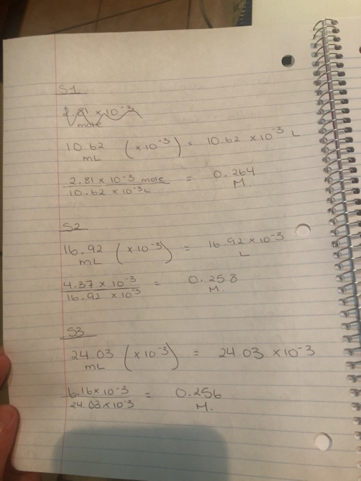 ecce LLULLLL 2.81 X3 10.62 ML x 10 10.62 x 1032 0.264 2.818 10-3 mole 10.62 x 1032 1692 x 103 16.92 l x10-31 ML 4. 37 × 10-3