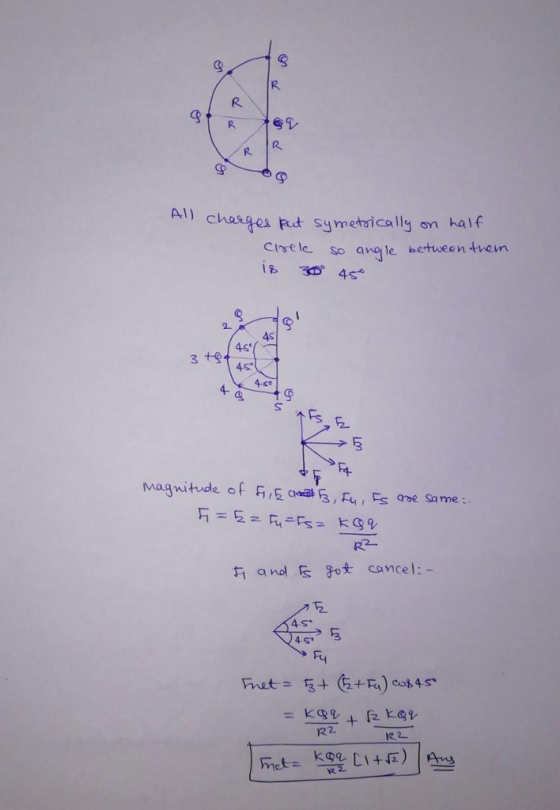 R. /2 R. Al) c yecly on half Cisele. so angle betueen tvem 4s 4ser 3 +3 2 Magnitude of斤,§aaa§ Fe, 5 abe some: F anol ot cancel:- 4 S 4 S Fy 122
