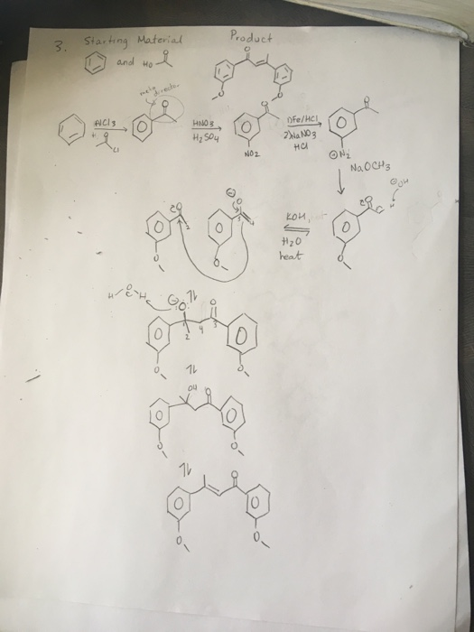 Product 3. Starting Material and HO oreaoeo drech ACIS HNO Ofe/HCI HC N02 ONi Na.0CHs LOM H20 heat 2. 1L 04