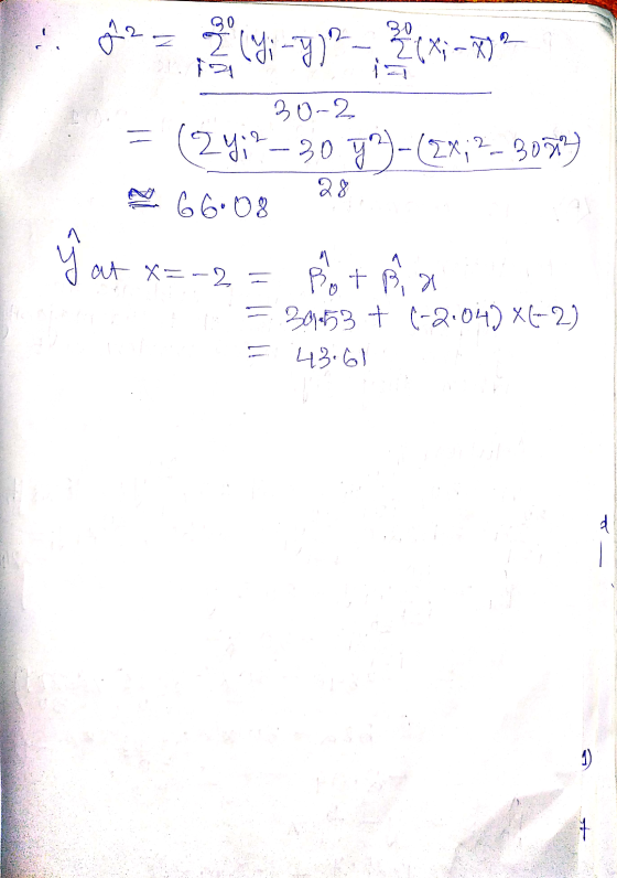 - 20-2 = (24;²-30 y ²)-(2x; 2_3022 66.08 28 yat x=-2 = Bote a = 30.53 + (-2.04)*62) = 43.61