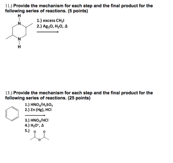 11.) Provide the mechanism for each step and the final product for the following series of reactions. (5 points) Y 2.) A8:0,