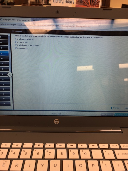 LIbrary Hours 2 CengageNOW2| Onine trachi X m/im/takeAssignment/take nndookertakeAignmentSesaioniocatorinprogress-false Calcu