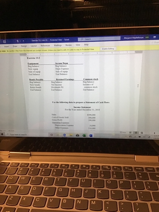 Search Margaret Maplethorpe w 8. De 11.2 dat Protected ViewSaved References Malings Review De Layout Help View Enable Editing