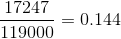 \frac{17247}{119000}=0.144