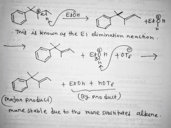 This is known as the El elimination reaction. Oy teen tore → or + Eton + hote + Etoh + HOTf (major product By product) more s
