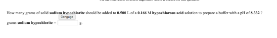 How many grams of solid sodium hypochlorite should be added to 0.500 L of a 0.166 M hypochlorous acid solution to prepare a b