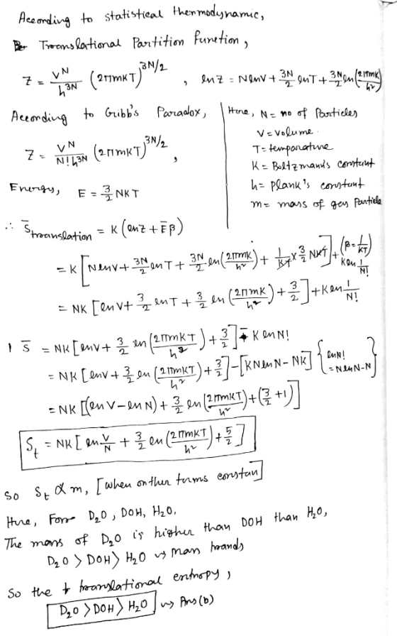 Stroanslation According to statistical thermodynamic, Der Troenslational Partition furetion, 3N/2 7 cm (25mk 7) , enz = Nemv