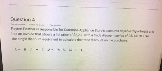 Not yet answered Question 4 Marked out of 2.00 Fas question Payten Pastner is responsible for Cummins Appliance Stores accou