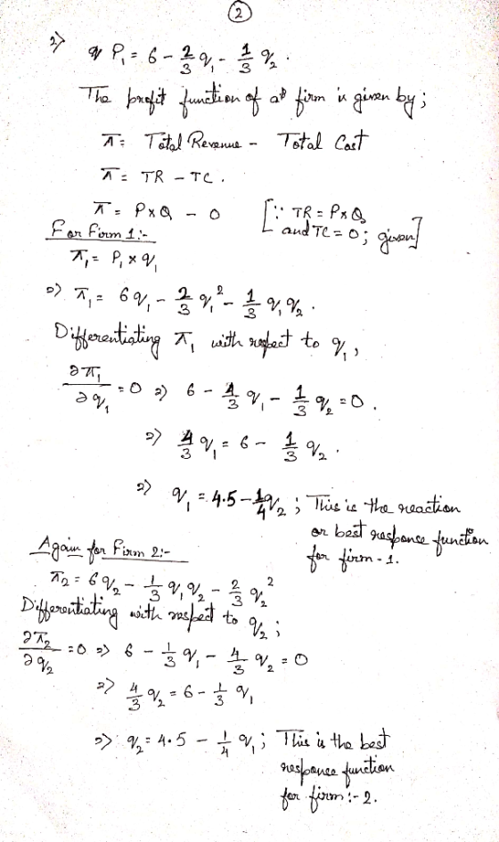 and TC = 0; an The profit function of at firm is given by; T Total Revenue - Total Cast | A: FR - TC , T = PxQ - o TR = PxQ7