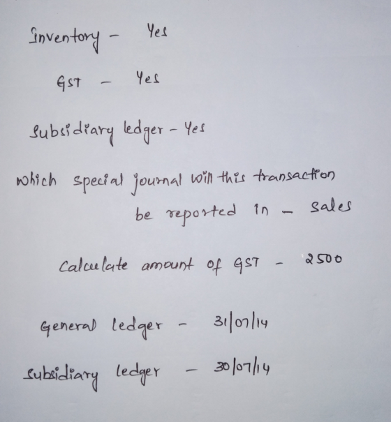 InVento Subisdrary ledger - Ye kokich Spei ad Jounal woih thts be eported n-Sales calculate amount 약 4ST- 又SDo on/19 Subaidiary ledger 30 10119