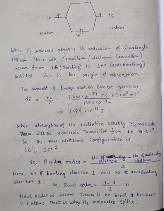 I S 1s Hatom H atom 牡 16 16 (Bondm) to 」6 ant bonding) occur mm on ‘ The wnbunt ot Energy evolved cam be iven y when abs rto on ơf ov.radiation octu几z tte noleuh om 16 to 16 The e ost tronic Contiguration is Bondae ondeカーNoelgetabo it-No.attaak. bondiny slactron 1 ad mo.t ant Bandiny so, 2. here, am d no 2 tatomb That in why t moleuates Splits