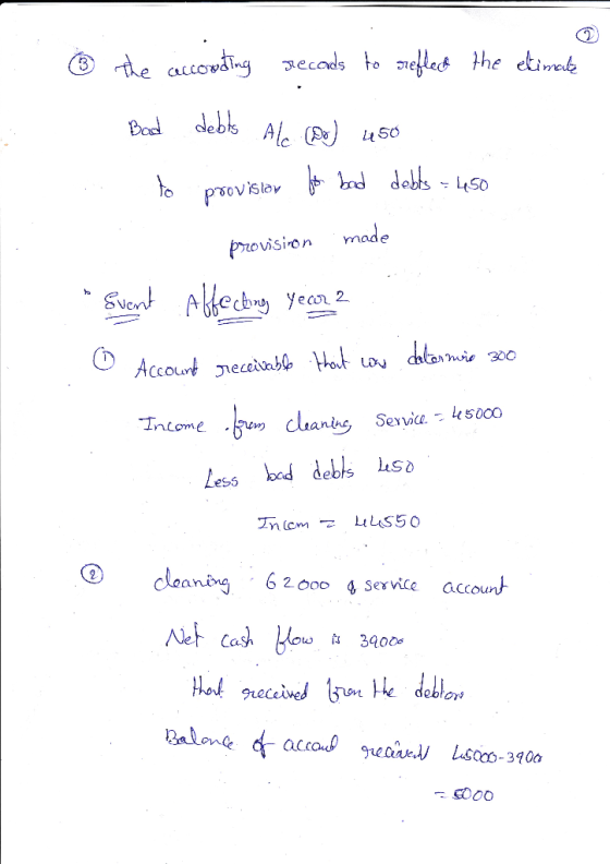 ② - ... the accounting records to reflect the etimate Bad debts Al (D) 450 to provislar to bad debts = 450 provision made * E
