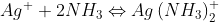 Ag^{+}+2NH_{3} \Leftrightarrow Ag\left ( NH_{3} \right )_{2}^{+}