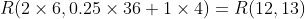 R\(2\times 6,0.25\times 36+1\times 4)=R(12,13)