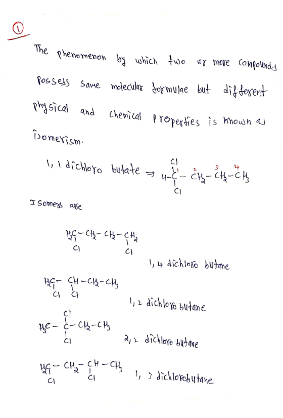 The phenomenon by which two or more compounds possess same molecular formulae but different physical and chemical properties
