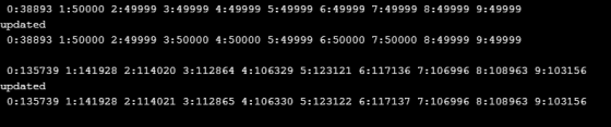 0:38893 1:50000 2:49999 3:49999 4:49999 5:49999 6:49999 7:49999 8:49999 9:49999 updated 0:38893 1:50000 2:49999 3:50000 4:500