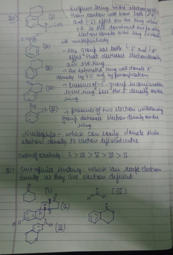 T Page No sulphur being more electronegativ (1) then caubon will have both (4 CHR and (-1) effed on the ring when +R is the d