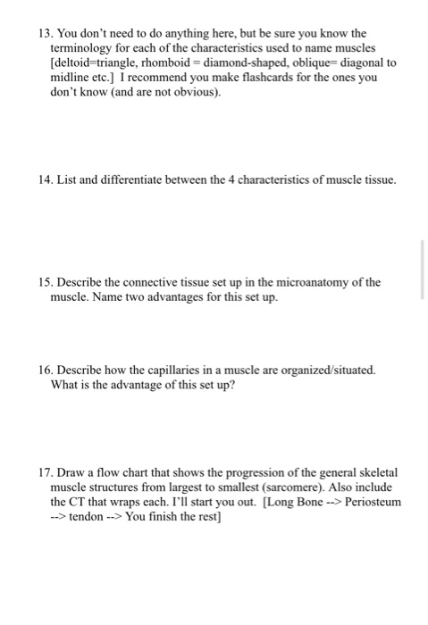 13. You dont need to do anything here, but be sure you know the terminology for each of the characteristics used to name mus