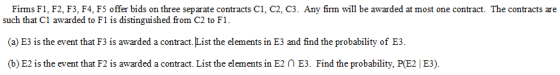 Firms F1, F2, F3, F4, F5 offer bids on three separate contracts C1, C2, C3. Any firm will be awarded at most one contract. Th