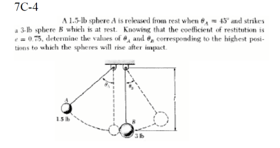 A 1.5-Ib sphered A is released from rest when thet