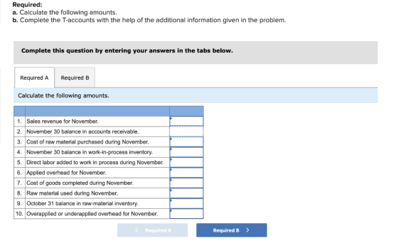 Required: a. Calculate the following amounts. b. Complete the T-accounts with the help of the additional information given in