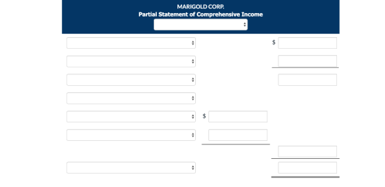 MARIGOLD CORP. Partial Statement of Comprehensive Income