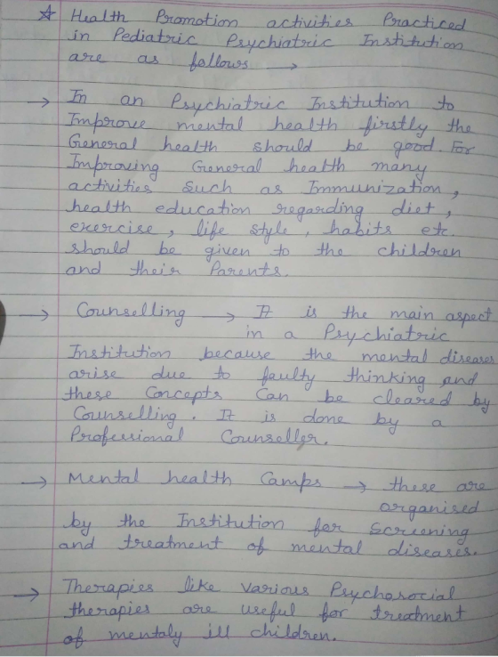 t-Health Promatinn.--activities ba. in PediatricPs cnx nan mpnove natal haa lth Ganeeral healhh houldba hea tth man shuld ba giveno the childsran It is the n a Pay chiatric Tnahituhionn bacause the mantal disease hin these Gmcapts Conba learad dl anias