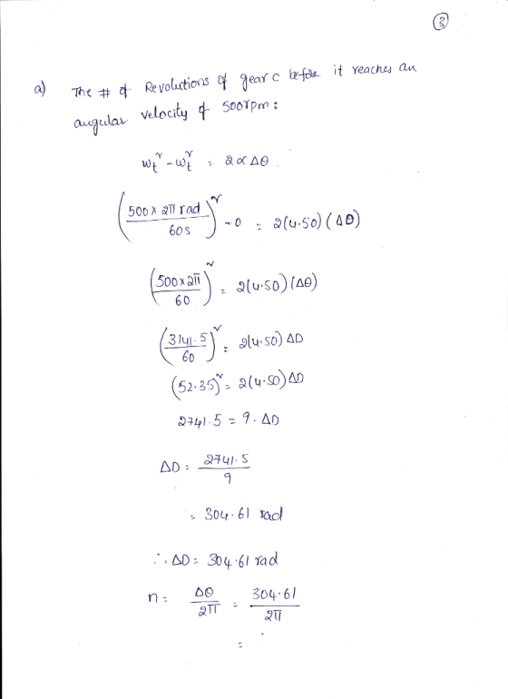 a) Tht aueg erc bikit Yeachu an Revolutions velocity 5001pm: 500x &Trad 60 S 500xa 60 52-35) a(u)AD 2441.5 = 9、AD n30461
