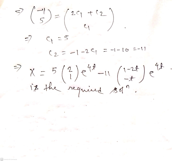 - (1)-(****) =5 (2=-1-24 = -1-102-11 → ht x 4t e -11 5 = ) 1-27 -t e is the required son CS Scanned with CamScanner